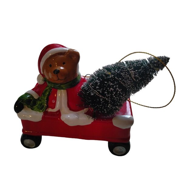 Christmas Light Up Santa Bear Snowman Truck Sleigh Wagon Ornaments Red Cars - Picture 5 of 8